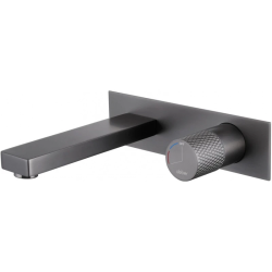 Смеситель для раковины/умывальника ABBER Rund, однорычажный, встраиваемый, неповоротный, керамический, длина излива 166 мм, латунь, цвет никель