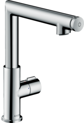 Смеситель для раковины/умывальника Axor Uno Select 220, однорычажный, поворотный излив, длина излива 16 см, керамический, латунь, цвет хром, со сливным гарнитуром