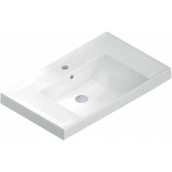 Раковина La Fenice Cubo 80, 80х48х18 см, полувстраиваемая, прямоугольная, цвет белый, керамическая, с отверстием под смеситель, слив-перелив, умывальник