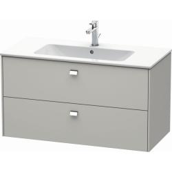 Тумба под раковину Duravit Brioso, 102х47,9х56,1 см, подвесная, 2 выдвижных ящика, ДСП, цвет: бетонно-серый/хром, шкафчик навесной, механизм доводчика, прямоугольная, правая/левая, в ванную комнату