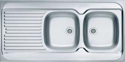 Мойка кухонная ALVEUS CLASSIC 100 NAT-60 120х60х15,5 см, слив 60, накладная/встраиваемая сверху, две чаши, с крылом, нержавеющая сталь, прямоугольная, цвет нержавеющая сталь (NAT), с отверстием под смеситель, в комплекте с сифоном 1071240, правая