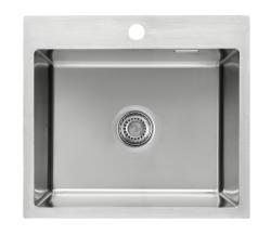 Мойка Ukinox Практика, 50х45 см, врезная, прямоугольная, цвет брашированная сталь, с отверстием под смеситель, перелив, без крыла, без выпуска