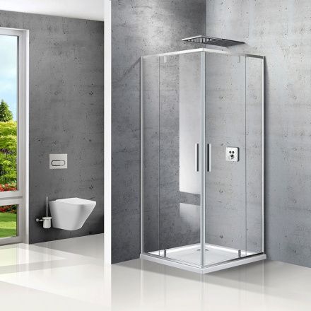 Душевое ограждение Vincea Slim  90х90х195 см, прозрачное стекло, профиль хром, левое/правое, квадратное/угловое, две двери распашные