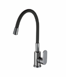 Смеситель для кухни/мойки Ekko, однорычажный, поворотный/гибкий, керамический, длина излива 210 мм, алюминий, цвет черный