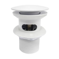 Донный клапан WasserKRAFT Mindel, с переливом, клик-клак/clik-clack, цвет: белый матовый, латунь, круглый, для раковины/умывальника, в ванну/ванную комнату