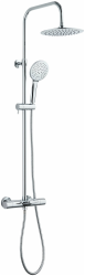 Душевая система Esko с термостатом 750-1300 мм, цвет хром, комплект: однорычажный смеситель/излив/тропический душ (с верхней лейкой)/лейка/стойка/шланг, латунь, STT5054