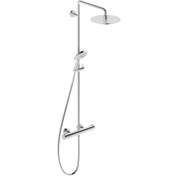 Душевая система Duravit C.1, 1 режим, высота 120 см, цвет: хром, комплект:  верхний душ/ручной душ/термостат для душа/душевой шланг/штанга, наружного монтажа, настенная, латунная/пластиковая, для душа/ванной