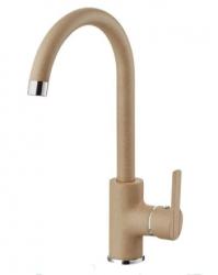 Смеситель для кухни ALVEUS GENESIS TONIA G55 BEIGE однорычажный, поворотный, керамический, с высоким изливом, высота излива 21,8 см, латунь, покрытие гранит, цвет бежевый, на мойку