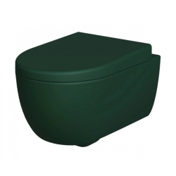 Унитаз подвесной Ambassador Abner, зеленый матовый, горизонтальный (в стену) выпуск, без сиденья в комплекте, безободковый, антивсплеск, под скрытый бачок