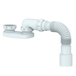 Сифон Unicorn для душевого поддона 1 1/2"х40 мм без выпуска, с гибким отводом 40х40/50 мм, цвет белый