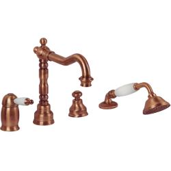 Смеситель для ванны/душа Migliore Oxford, на борт ванны, однорычажный, неповоротный, длина 210 мм, керамический, латунь, цвет медь