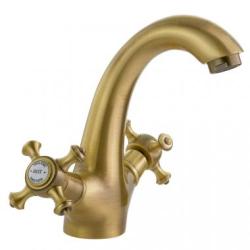 Смеситель для раковины Migliore Prestige, двухвентильный, неповоротный, длина 99 мм, керамический, латунь, цвет бронза