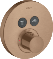 Смеситель для душа Axor ShowerSolutions, термостатический, скрытого монтажа, 2 потребителя, настенный, без излива/шланга/лейки, круглый, латунный, цвет шлифованное красное золото, с термостатом