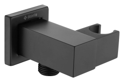 Шланговое подключение Deante Cascada, цвет черный, квадратное, с держателем душевой лейки, резьбовое соединение, настенное, для душа/ванной