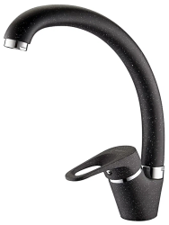 Смеситель для кухни/мойки LEDEME, однорычажный, поворотный, латунный, длина излива 191 мм, латунь, цвет черный матовый