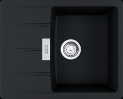 Мойка кухонная Franke CENTRO CNG 611/211-62, 62х50 см, врезная, искусственный гранит (Fragranite+), прямоугольная, цвет оникс, без отверстия под смеситель, с крылом, оборачиваемая