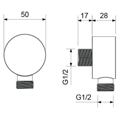 Шланговое подключение Aquatek AQ2457MB цвет матовый черный, без держателя душевой лейки, резьбовое соединение, настенное, для душа/ванной, латунь