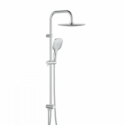 Душевой гарнитур Damixa Eclipse высота 1010 мм, цвет хром, без смесителя, комплект: тропический душ (с верхней лейкой)/стойка/лейка/шланг, настенная, нержавеющая сталь/ABS-пластик/ПВХ