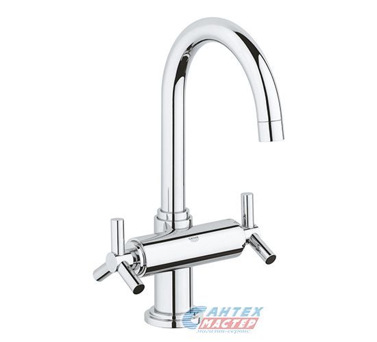 Смеситель для раковины Grohe Atrio Ypsilon двухвентильный, излив высокий, длина 153 мм, поворотный, керамический, латунь, цвет хром, без донного клапана