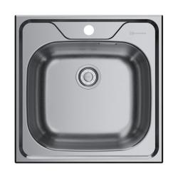 Мойка кухонная Omoikiri Saru 48-IN, 48х48 см, врезная, из нержавеющей стали, квадратная, цвет нержавеющая сталь, с отверстием под смеситель, без крыла, слив-перелив, врезная в столещницу, для кухни