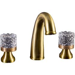 Смеситель для раковины/умывальника Boheme Crystal, двухвентильный, неповоротный, керамический, длина излива 138 мм, латунь, цвет бронза