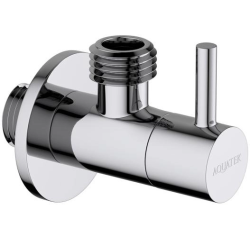 Вентиль угловой Aquatek AQ2452CR монтаж скрытый/на стену, 1/2", латунь, цвет хром, переходник для подвода воды, керамический 