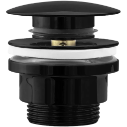 Донный клапан Rea для раковины, универсальный, клик-клак/click-clack, цвет: черный металлик, латунный, круглый, для раковины/умывальника