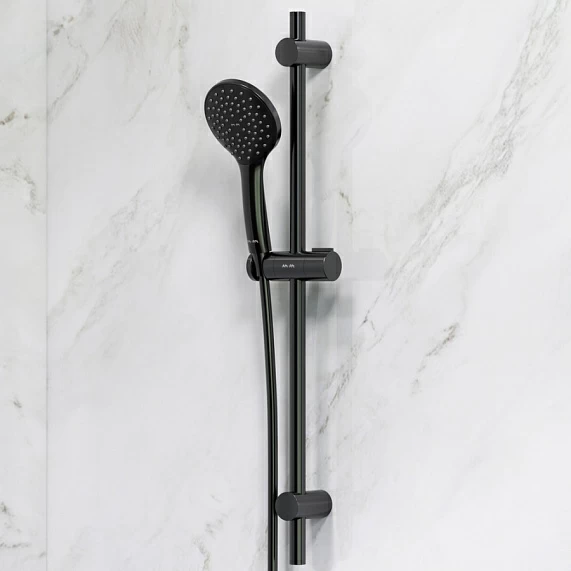 Душевой гарнитур Am.Pm Gem 700 мм штанга, шланг, лейка 1 режим, цвет черный, нержавеющая сталь/ABS-пластик