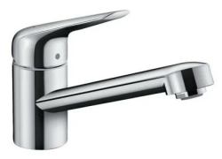 Смеситель для кухни/мойки Hansgrohe Focus M42, 100 1jet, однорычажный, керамический, с поворотным изливом, длина 18,9 см, латунь, цвет под сталь