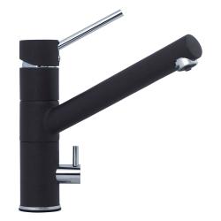 Смеситель для кухни/мойки TopZero 3в1, цвет Chocolate, L образный, однорычажный, с высоким/низким изливом, высота излива 162 см, из латуни, гранит, хром