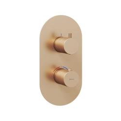 Смеситель для душа Ravak Espirit, встраиваемый, термостатический, без излива/без душевого набора, керамический, латунь, цвет розовое золото