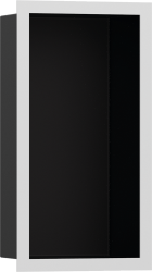 Полка Hansgrohe XtraStoris Individual 300/150/100, с дизайнерской рамой, размер 30х15х10 см, встраиваемая в нишу, форма прямоугольная, цвет матовый черный/белый, нержавеющая сталь, встроенная/настенная, шкаф/короб