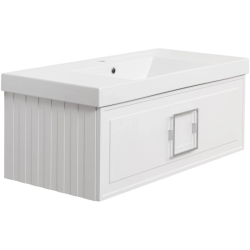 Тумба под раковину La Fenice Cubo 100, 35х97,6х46,9 см, подвесная, цвет белый матовый, 1 выдвижной ящик, (под раковину/умывальник La Fenice), правая/левая