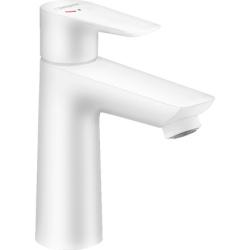 Смеситель для раковины Hansgrohe Talis E 110 CoolStart однорычажный, фиксированный, излив короткий, длина 11,2 см, керамический, латунь, цвет матовый белый, с донным клапаном Смеситель для раковины Hansgrohe Talis E 110 CoolStart однорычажный, фиксированный, излив короткий, длина 11,2 см, керамический, латунь, цвет матовый белый, с донным клапаном