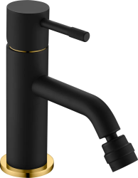 Смеситель для биде Boheme Uno, однорычажный, неповоротный, керамический, длина излива 130 мм, латунь, цвет черный/золото