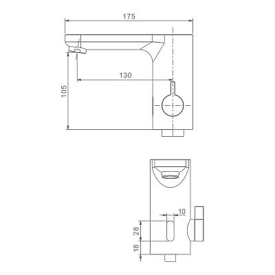 Смеситель для раковины/умывальника Raglo R50.17 сенсорный, неповоротный, фиксированный, излив длина 130 мм высота 105 мм латунь, цвет хром