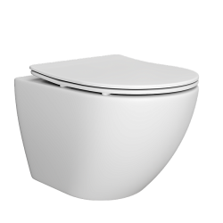 Унитаз подвесной Abelsberg Arcade Ceramic TornadoFlush белый, 360x360x520 мм овальный, санфарфор, горизонтальный выпуск, безободковый, ультратонкое сиденье OneClick с механизмом Soft Close, дюрапласт