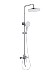 Душевая система Aquatek Лугано со смесителем, высота 1033-1483 мм цвет хром, комплект: однорычажный смеситель/излив/тропический душ (с верхней лейкой)/лейка/стойка/шланг, нержавеющая сталь/латунь Душевая система Aquatek Лугано со смесителем, высота 1033-1483 мм цвет хром, комплект: однорычажный смеситель/излив/тропический душ (с верхней лейкой)/лейка/стойка/шланг, нержавеющая сталь/латунь