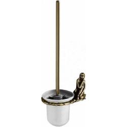 Ершик Art&Max Juno, настенный, цвет бронза, без крышки, латунь/стекло, дизайнерский, округлый для туалета/унитаза, щетка для унитаза