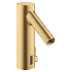 Смеситель для раковины AXOR Starck 90, электронный, сенсорный, инфракрасный, фиксированный излив, длина 10,3 см, латунь, цвет шлифованное золото, питание от сети 230V, с регулировкой температуры