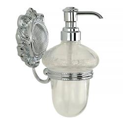 Дозатор жидкого мыла Migliore Cleopatra, настенный, латунь/стекло, форма округлая, для мыла в ванную/туалет/душевую кабину, цвет хром