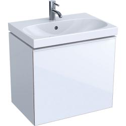 Тумба под раковину Geberit Acanto, 59,5x53,5x41,6 см, с сифоном, подвесная, цвет белый, c 1 выдвижным и внутренним ящиком, навесной, система плавного закрывания, прямоугольная