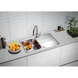 Мойка кухонная ALVEUS LINE MAX 80 SAT-90 79х50х19 см, слив 90, врезная сверху, с крылом, нержавеющая сталь, прямоугольная, цвет нержавеющая сталь (SAT), 1 отверстие под смеситель, в комплекте с сифоном 1130551