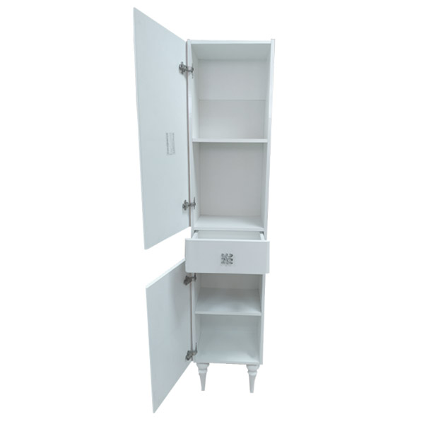 Пенал Comforty Монако 40, 40х195х32,5 см, напольный, цвет: белый, 2 распашные дверцы/1 выдвижной ящик, шкаф/шкафчик напольный, прямоугольный, левый, левосторонний