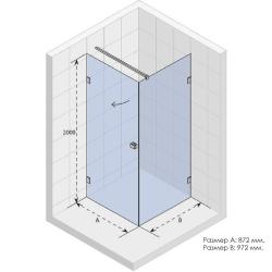 Душевой уголок Riho SZ Scandic NXT X201, 87х97 см, без поддона, прямоугольный, правый/правосторонний, пристенный/угловой, стекло прозрачное, (без сифона) без крыши, распашной, стеклянный, алюминиевый профиль (черный)