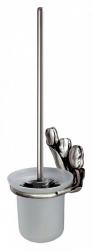 Ершик Art&Max Tulip, настенный, цвет серебро, без крышки, латунь/стекло, дизайнерский, округлый для туалета/унитаза, щетка для унитаза