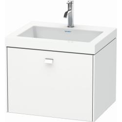 Тумба c раковиной Duravit Brioso, 60х48х50,2 см, подвесная, 1 выдвижной ящик, ДСП, цвет: белый матовый/хром /Vero Air, мебельная, прямоугольная, цвет белый, фарфоровая, 1 отверстие под смеситель, без перелива