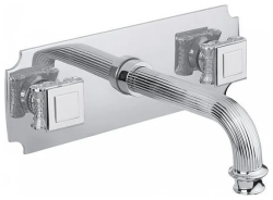 Смеситель для раковины Cezares Olimp, встраиваемый, двухвентильный, длина излива 175 мм, неповоротный, керамический, латунь, цвет хром, без донного клапана, внутренний/скрытый монтаж