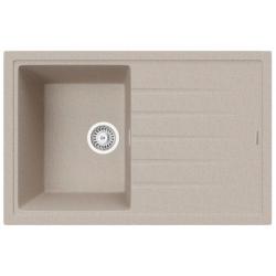 Мойка TopZero серия TopGran, 500х780 см, с правым крылом, врезная, из гранита, прямоугольная, цвет Beach, отверстие под смеситель, слив-перелив, для кухни