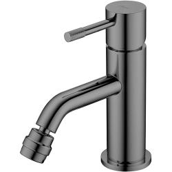 Смеситель для биде Boheme Uno, однорычажный, неповоротный, керамический, длина излива 130 мм, латунь, цвет оружейная сталь